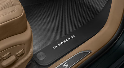 Floor mats with nubuck edging, Steel Grey, for Porsche Cayenne E1