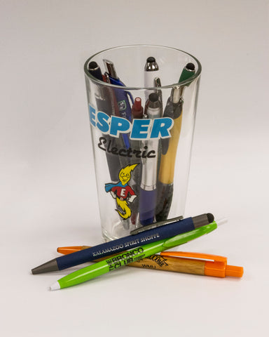 customized pens inside a glass