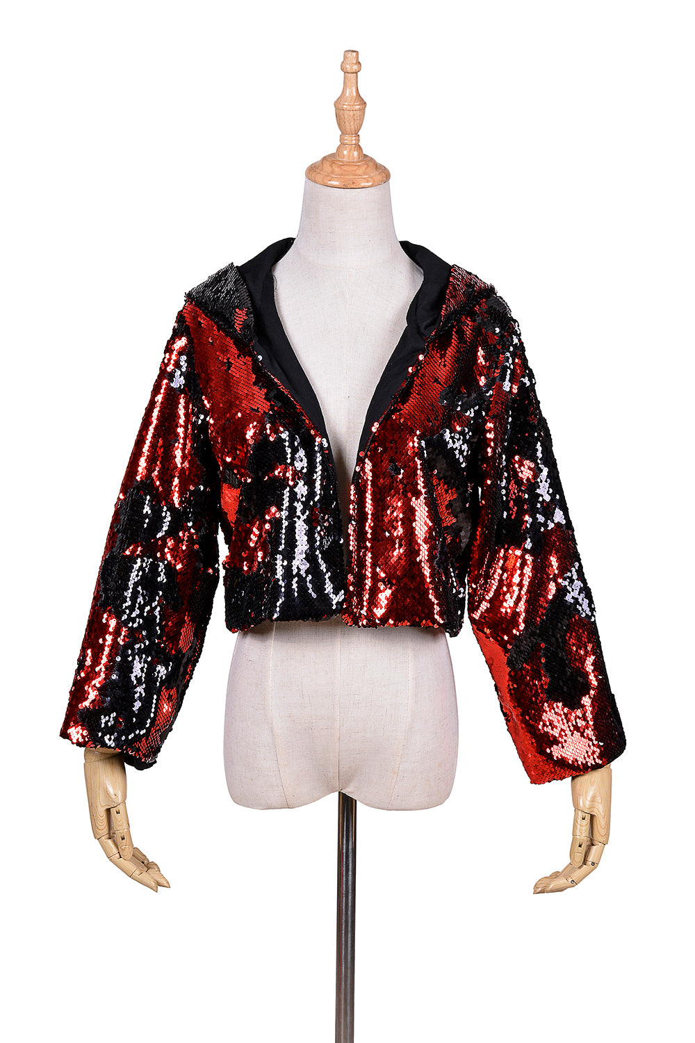 red and black sequin jacket