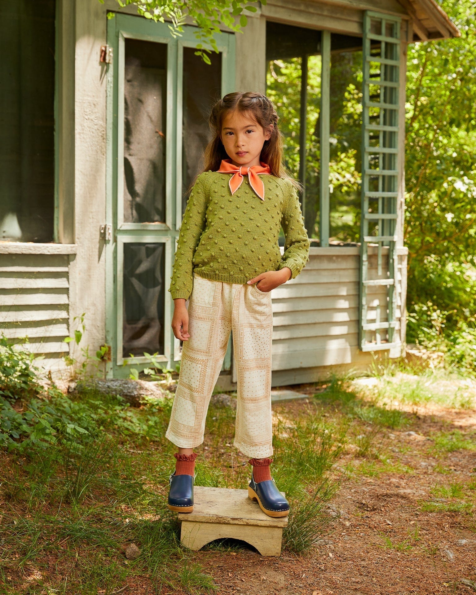 summer popcorn sweater in willow