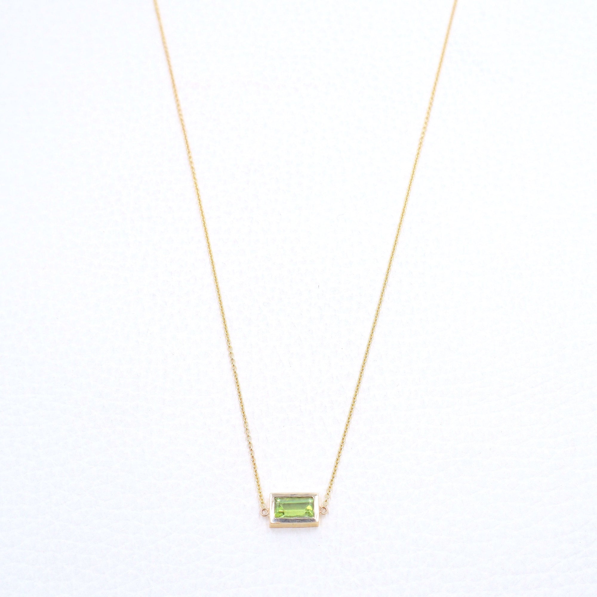 peridot bar necklace