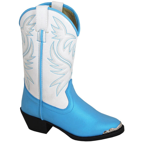 white and blue cowboy boots