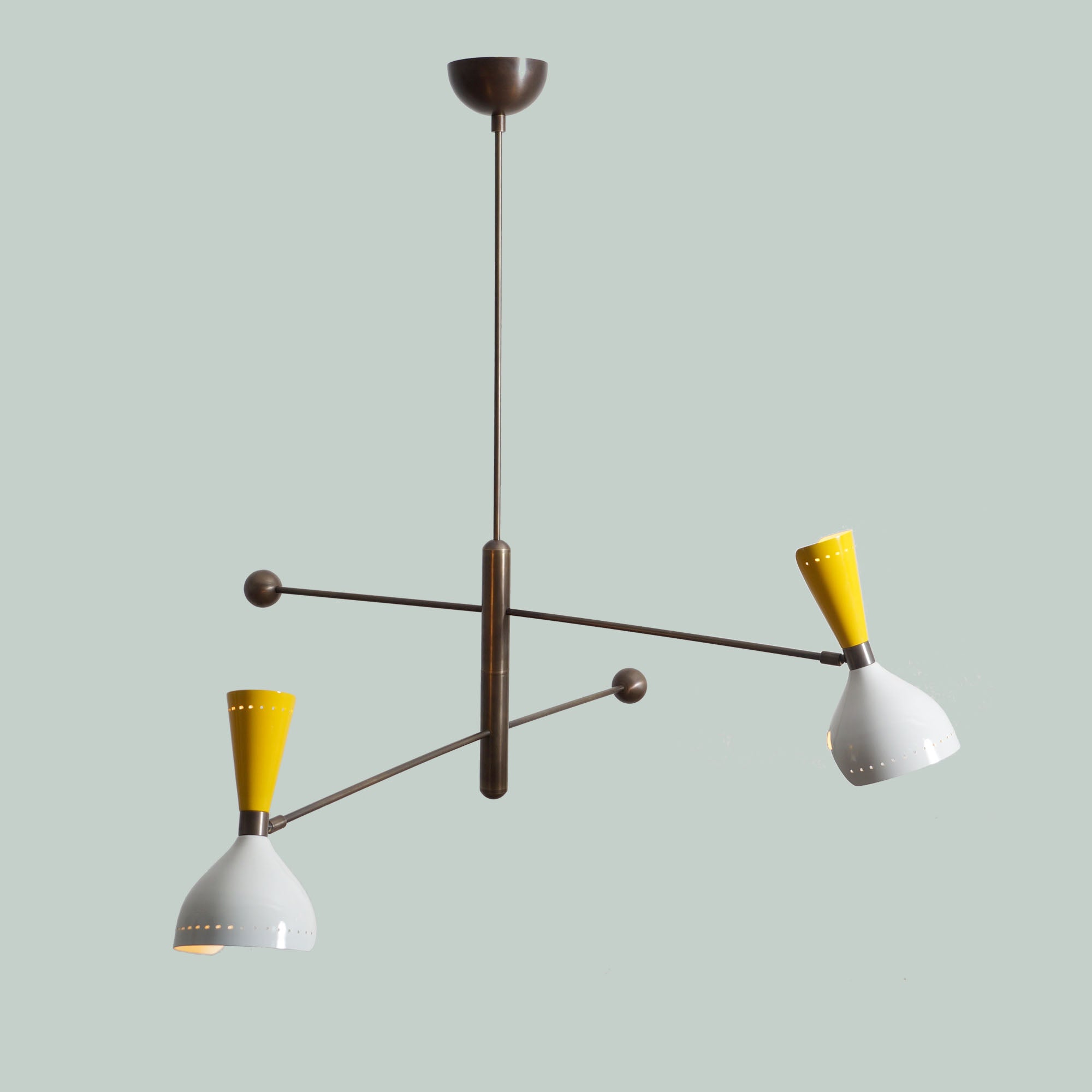 Two Light Shade Brass Pendant Light Fixture