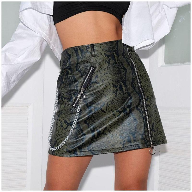 snake print cargo skirt