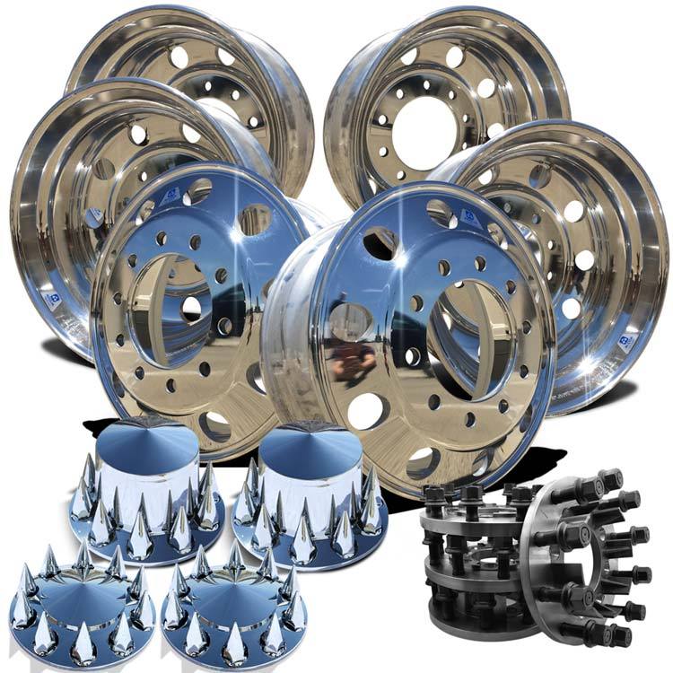 Alcoa 22.5 Wheel Kit 8 lug 10 lug Adapter Included Ford F350 DRW