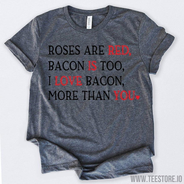 red bacon shirt