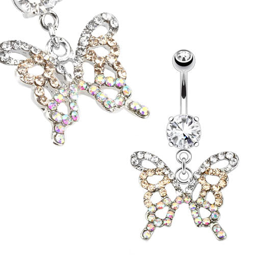Sparkling Butterfly Belly Button Rings 