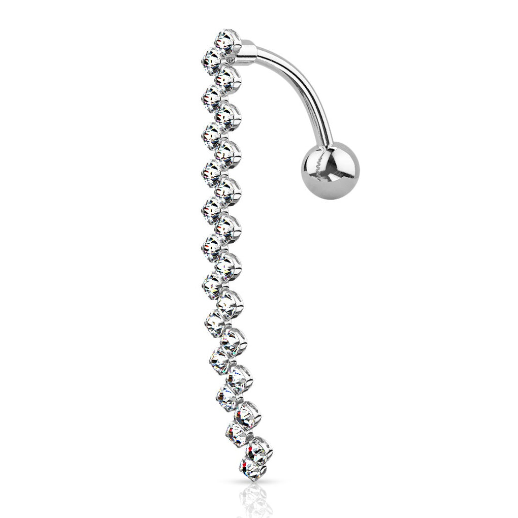 Zig Zag Line Top Drop Belly Ring - Silver Navel Piercing Jewelry ...