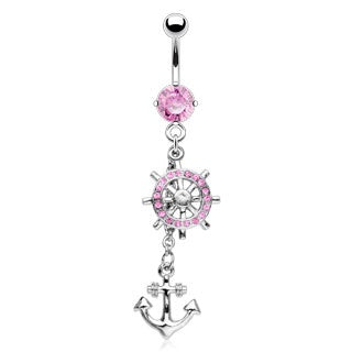 cute anchor belly button rings