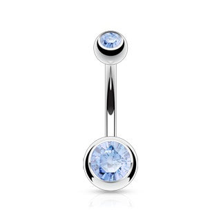 Light Blue Double Gem Belly Ring 