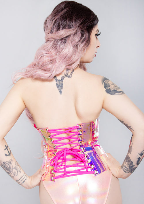 Brimstone/Black Vinyl Holographic Corset Waist Cincher – Rave Wonderland