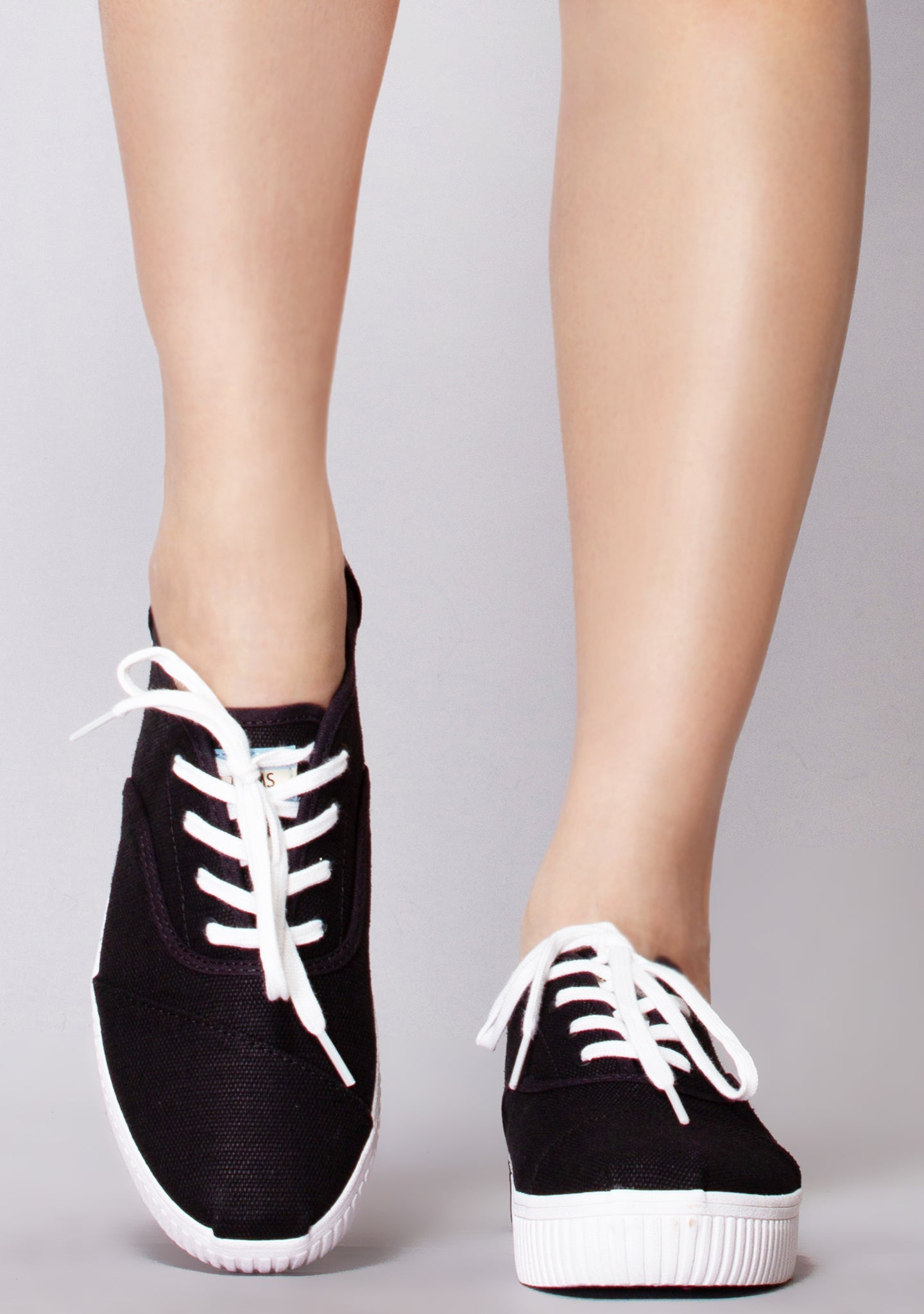 black canvas platform sneakers