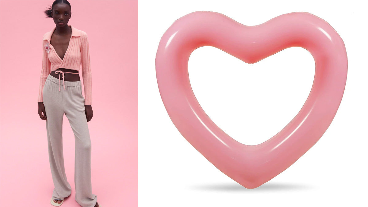 heart shape pool floats in shades of pink