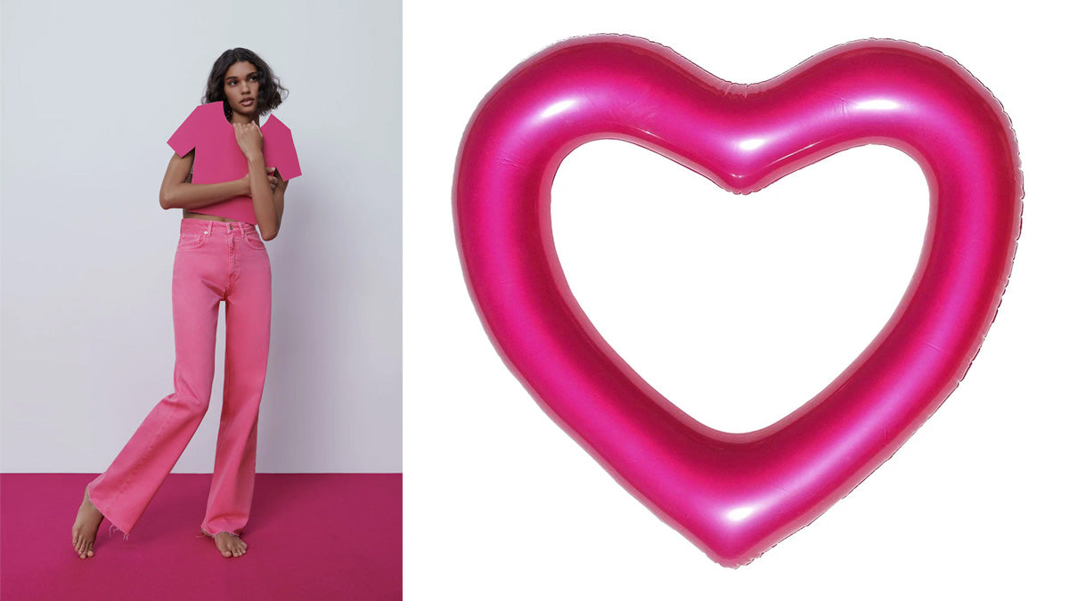 heart shape pool floats in shades of pink