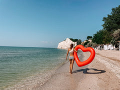 Loteli Red Heart Pool Float on the Beach