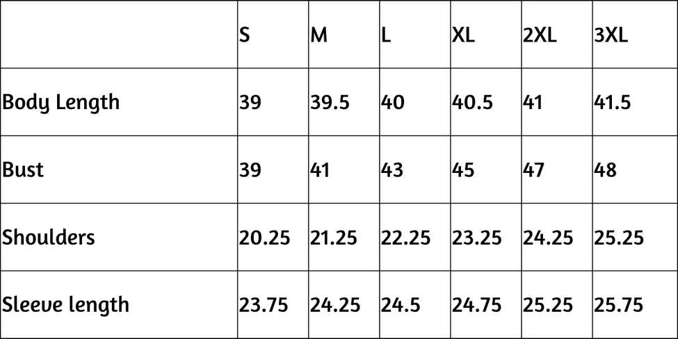 Tall Cozy Cardigan Size Chart