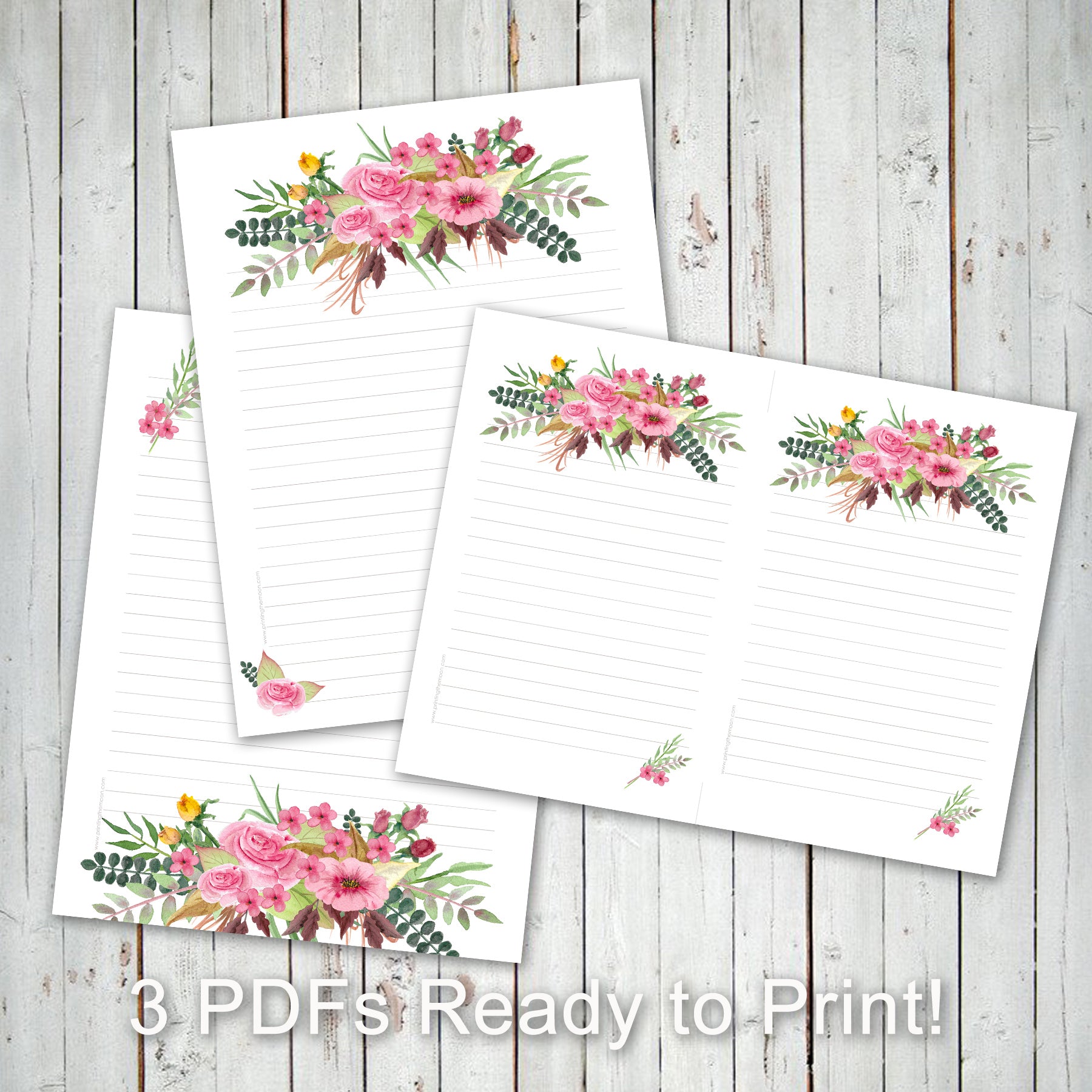 printable letter writing sheets pink flower bouquet personal lette printing the moon