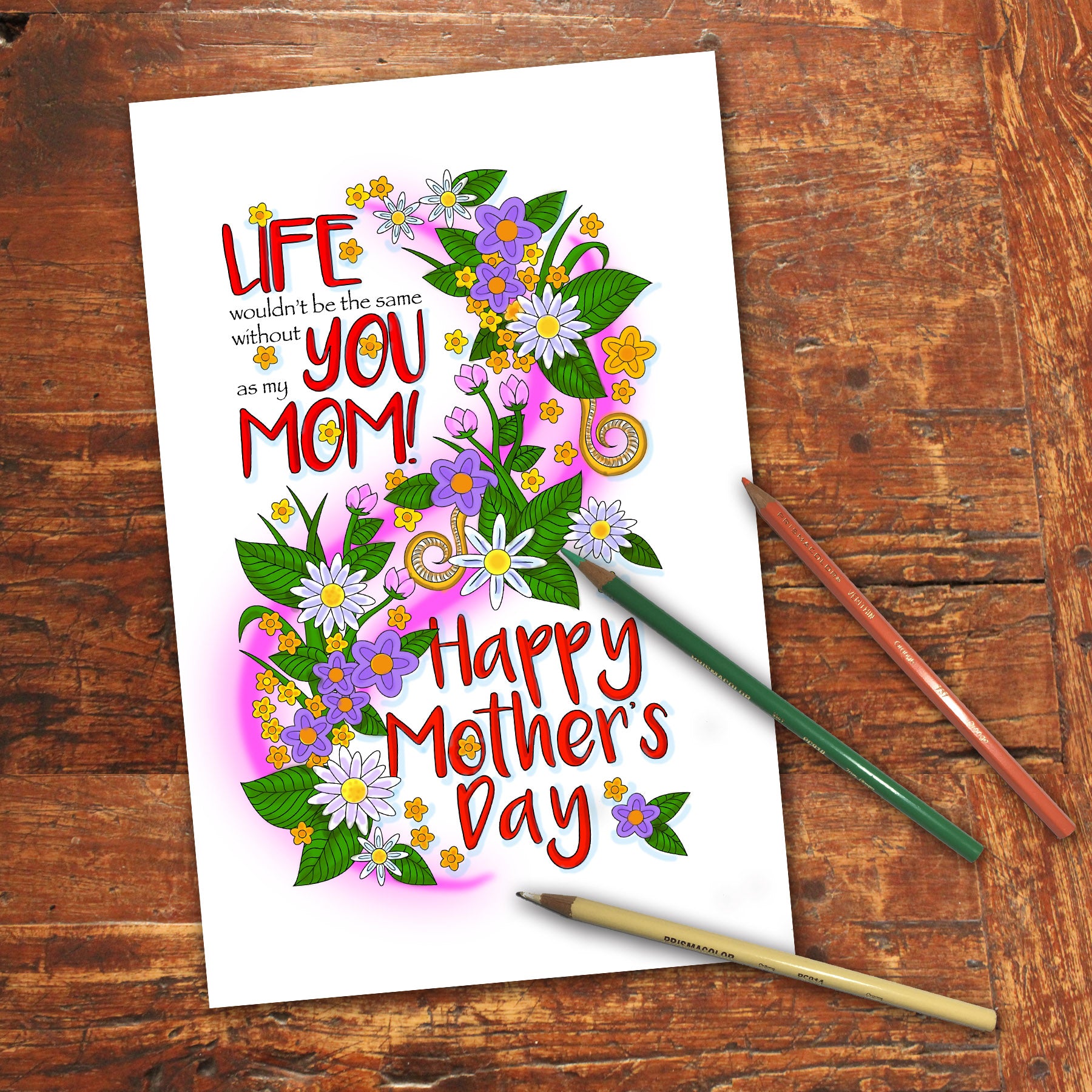 MOTHER'S DAY Color-In Cards - Happy Mother's Day - PDF file - Instant ...