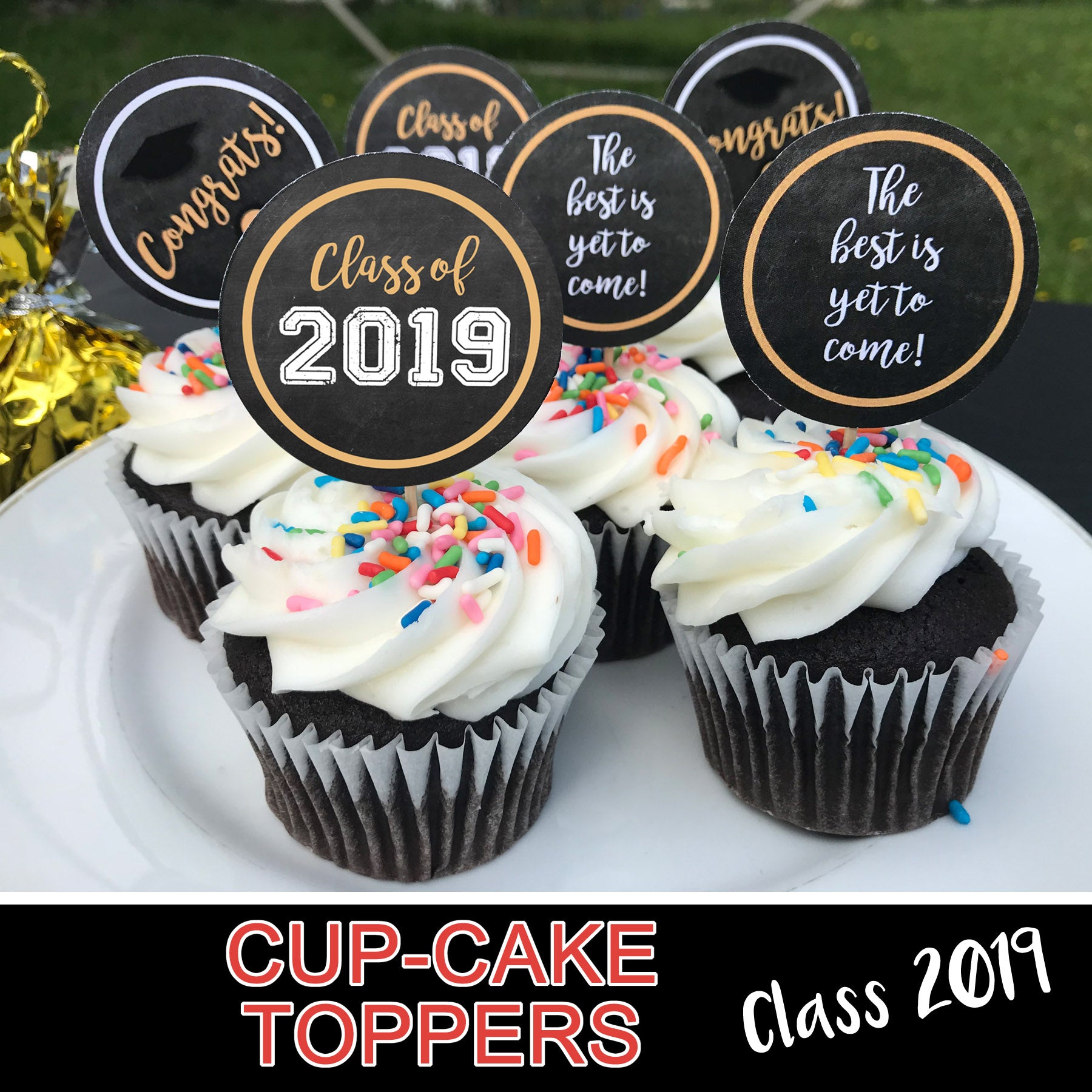 Download Graduation Cupcakes Toppers Party Item Digital File Instant Down Printing The Moon