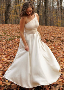 silk a line wedding dress