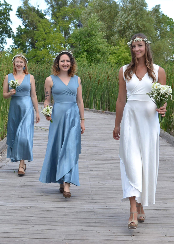 silk wrap bridesmaid dress