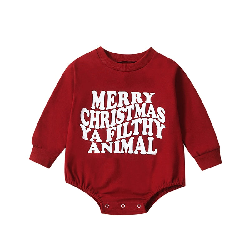 MERRY CHRISTMAS YA FILTHY ANIMAL Long-Sleeve Onesie