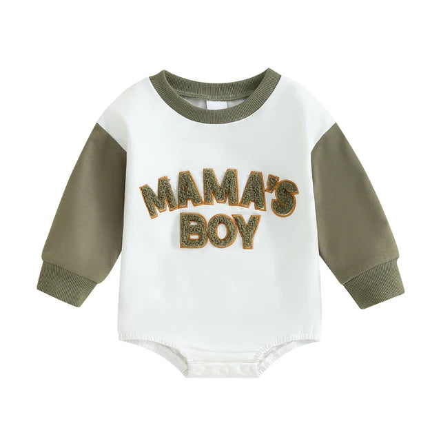 MAMA'S BOY Plush Long-Sleeve Onesie