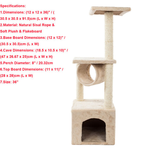 Cat Luxury Furniture 36 80 Inches Pet Cat Tree - Harris & Bains Pet Shop