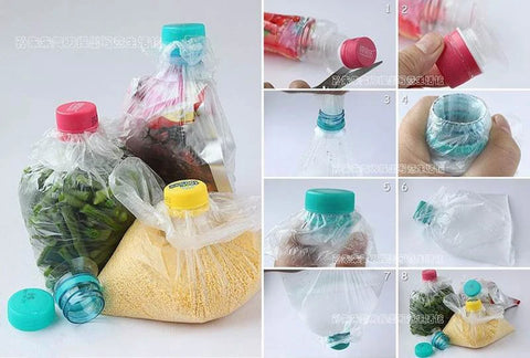 beach bag made out of plastic necks from plastic bottles