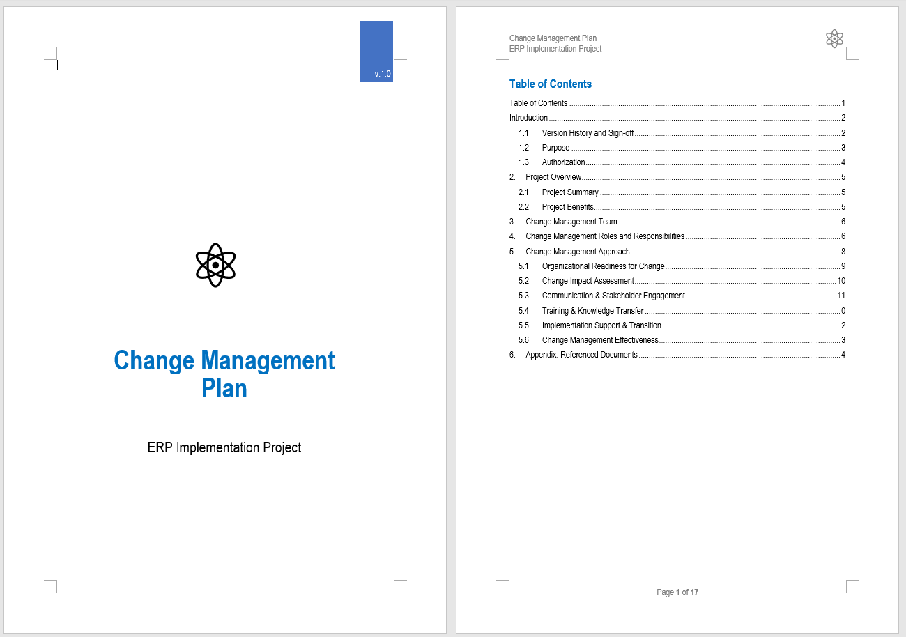 Change Management Plan Template Sample