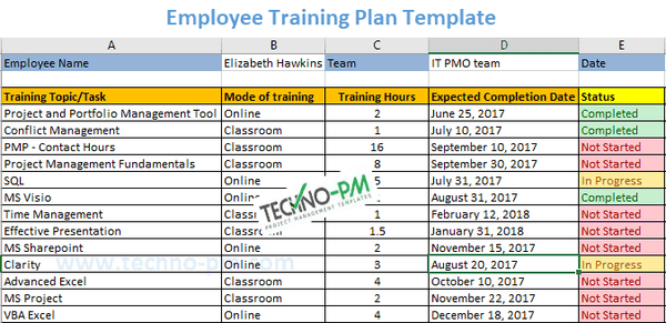 Employee Training Plan Template, Employee Training Plan Template Excel