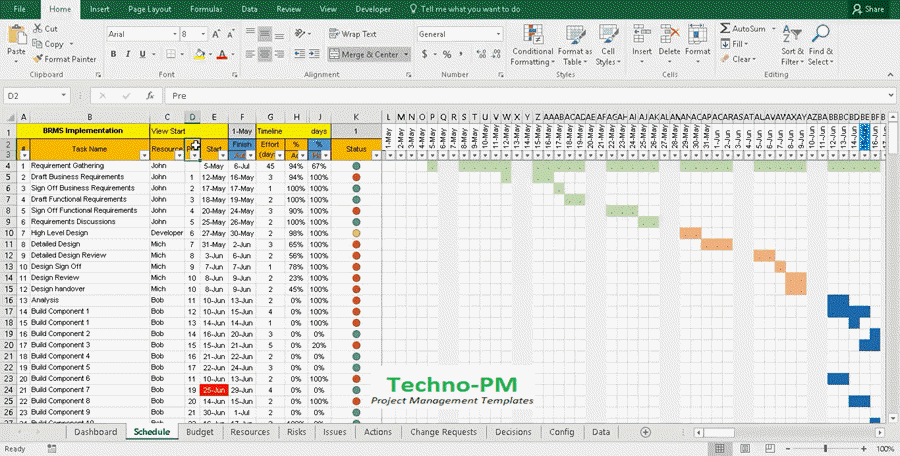 Project Schedule,excel gantt chart