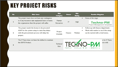 Key Project Risks, project kickoff meeting, kick-off meeting