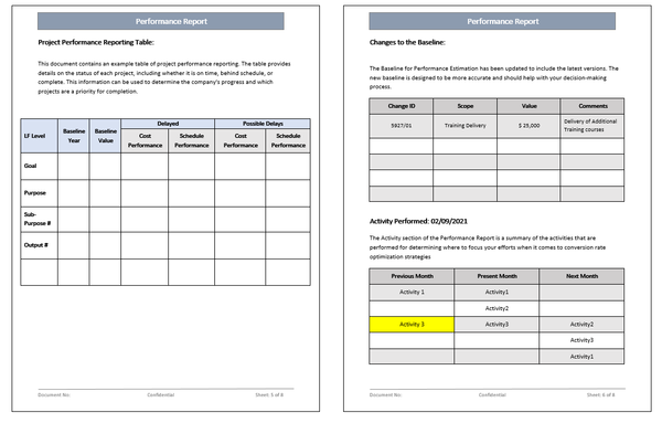 Performance Reporting Template, Project status Report, Performance Report