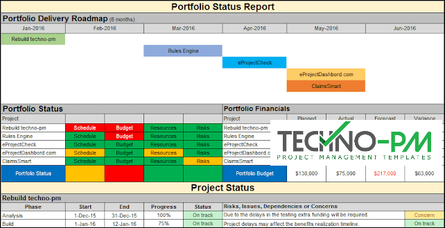 Project Portfolio Reporting, Portfolio Status Report Template, portfolio report