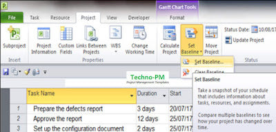 Project Baseline,MS Project Baseline