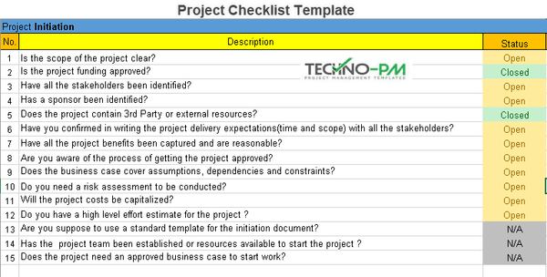 Project Checklist Template