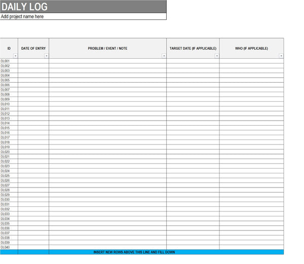 RAID Daily Log