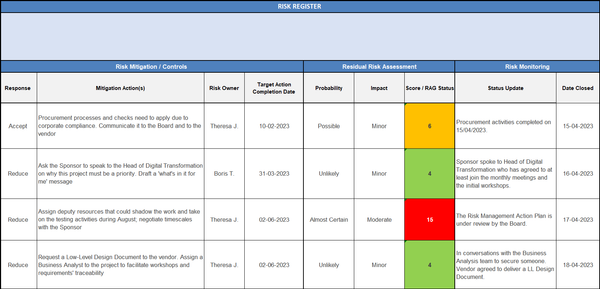 Risk Register, Risk Register excel template, Risk Register Excel, Risk Register Template