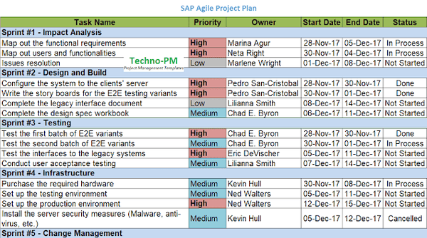 SAP Agile Project Plan