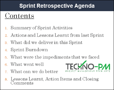 Sprint Retrospective Agenda,retrospective agenda, project post mortem template, sprint retrospective template