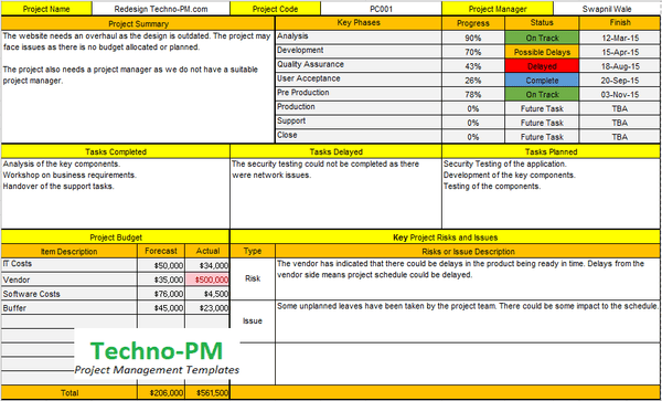 Progress Report Template, Progress Report Excel Template