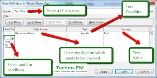 new filter,creating custom filters in ms project