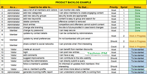 Product Backlog Template