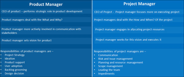 product manager vs project manager, product vs project manager