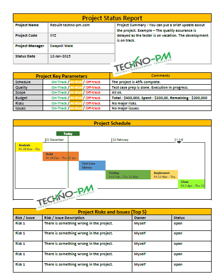 Project Status Report Template, project status report template word