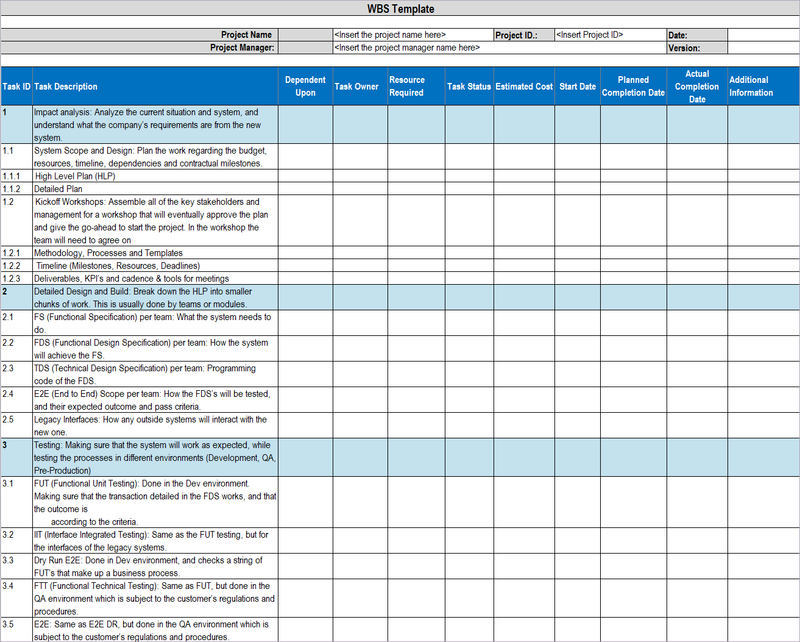 Wbs Excel Template Download