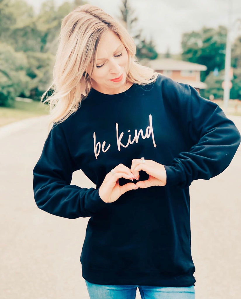Be Kind {Bold} Cozy Crew Neck Sweater – Blonde Ambition Apparel 🖤
