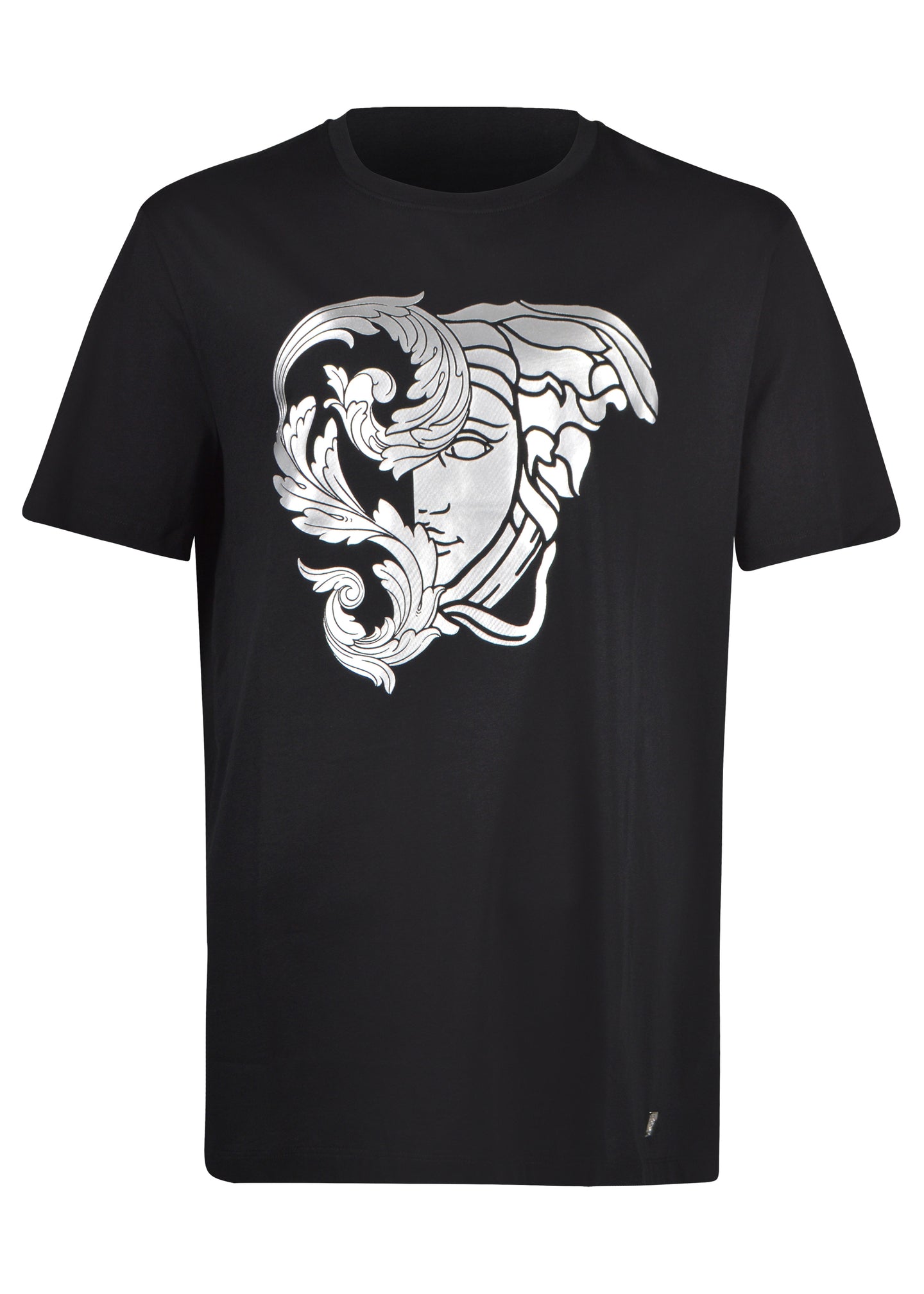 black and silver versace shirt