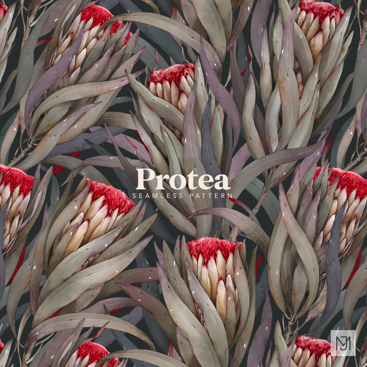 Protea Seamless Pattern - 085 - Media Jamshidi product image